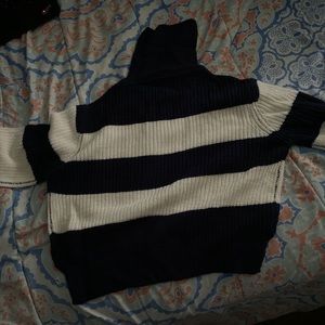 Striped Turtleneck Crop Sweater